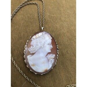 Stunning Vintage Van Dell Gold Filled Cameo With 18” Gf Rope Chain Mid Century